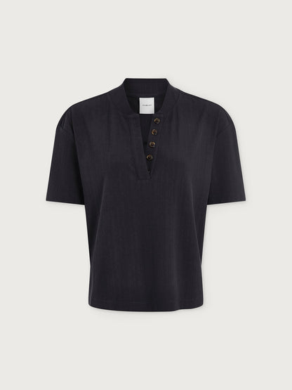 Kasey Mock Placket Rib Tee Black - Varley