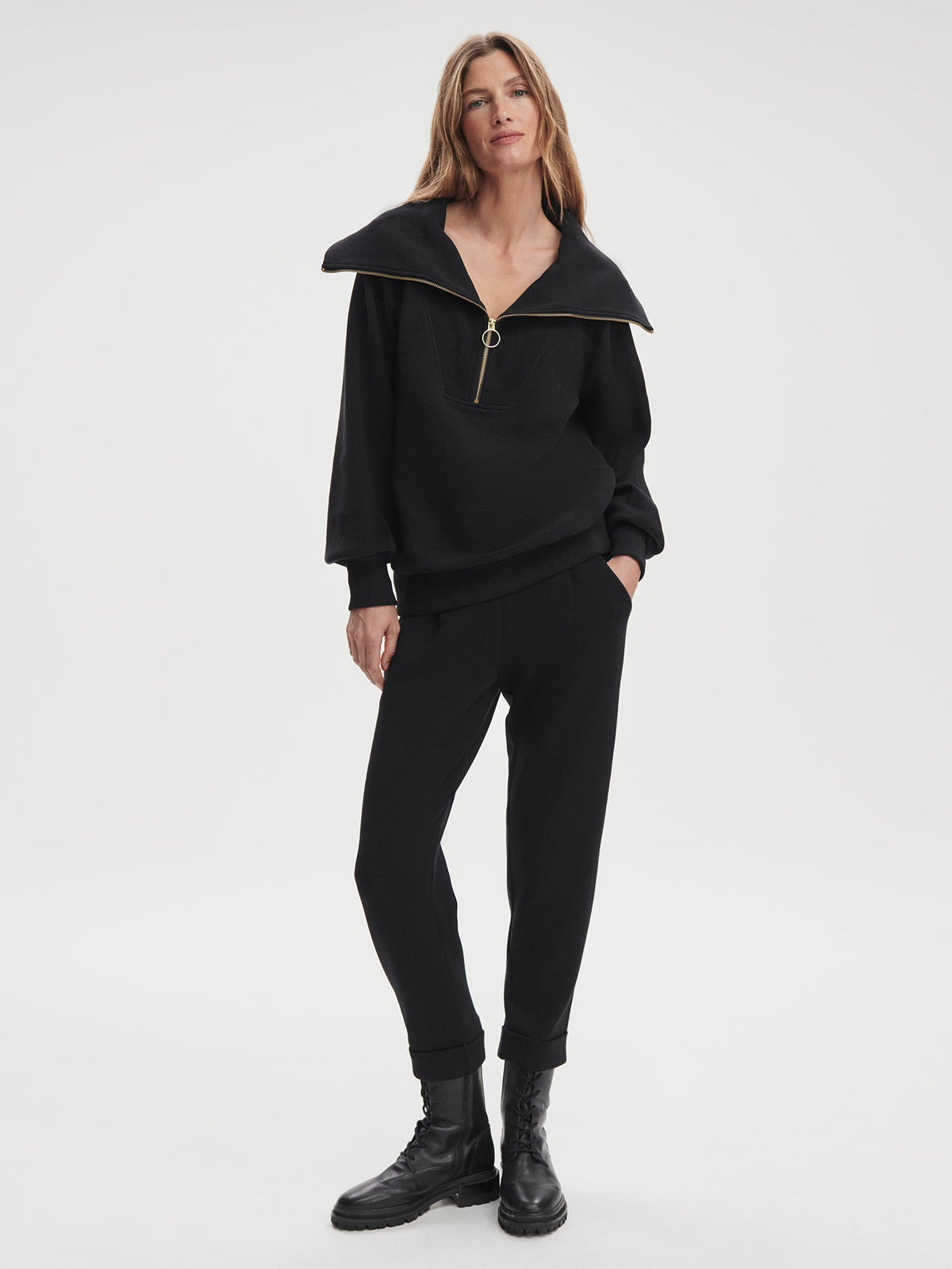 Vine Pullover | Ottoman Rib Half-Zip Pullover Black - Varley
