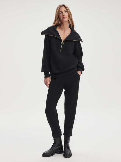 Vine Pullover | Ottoman Rib Half-Zip Pullover Black - Varley