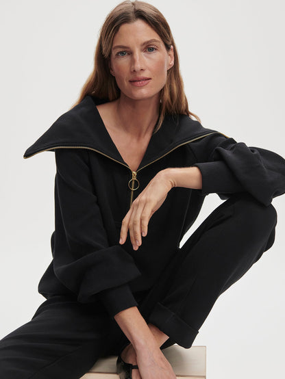 Vine Pullover | Ottoman Rib Half-Zip Pullover Black - Varley