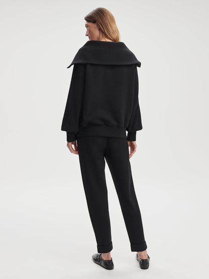 Vine Pullover | Ottoman Rib Half-Zip Pullover Black - Varley