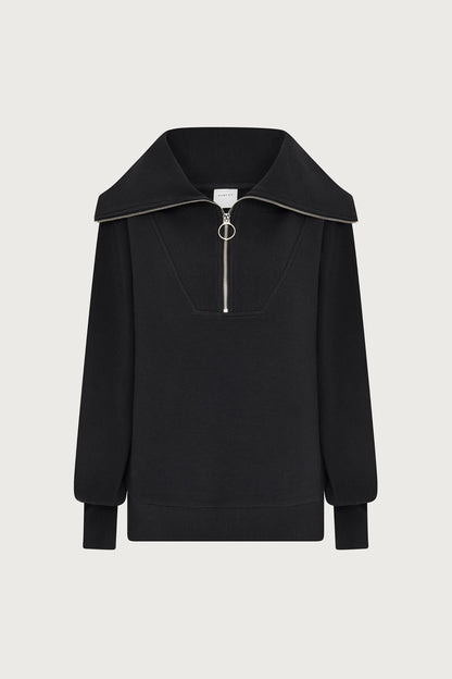 Vine Pullover | Ottoman Rib Half-Zip Pullover Black - Varley
