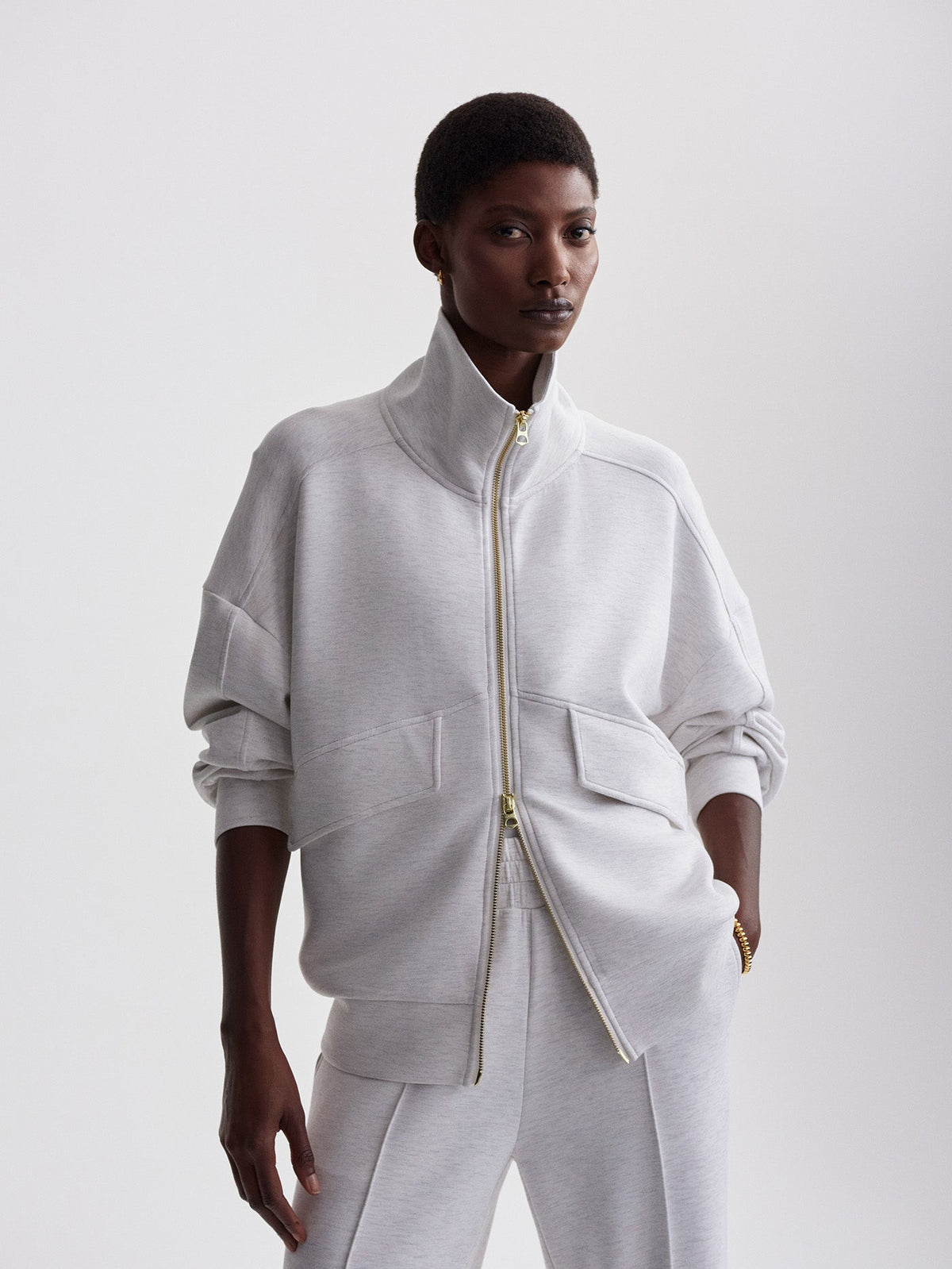 Garcia Zip Through Sweat Ivory Marl - Varley