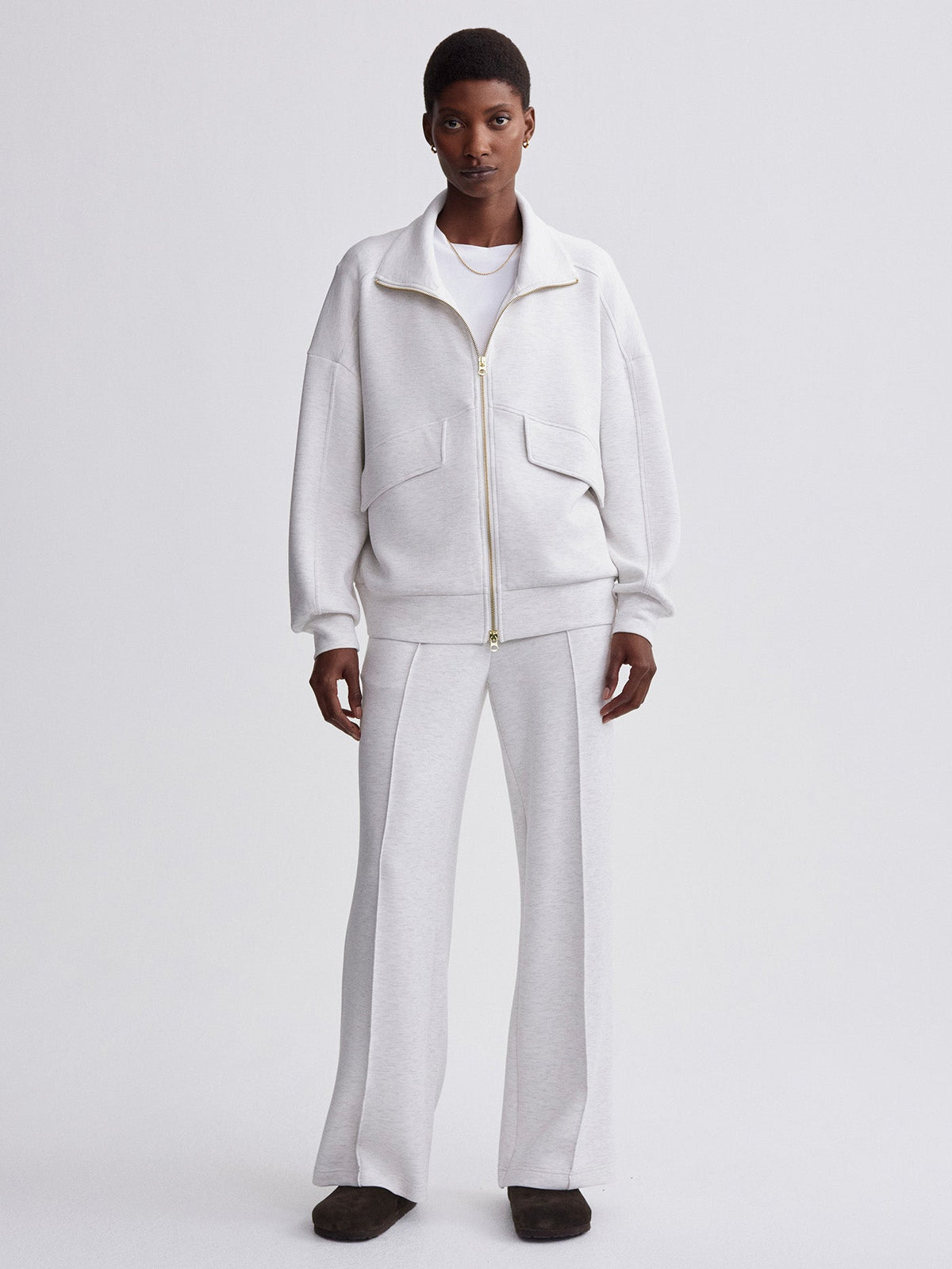 Garcia Zip Through Sweat Ivory Marl - Varley