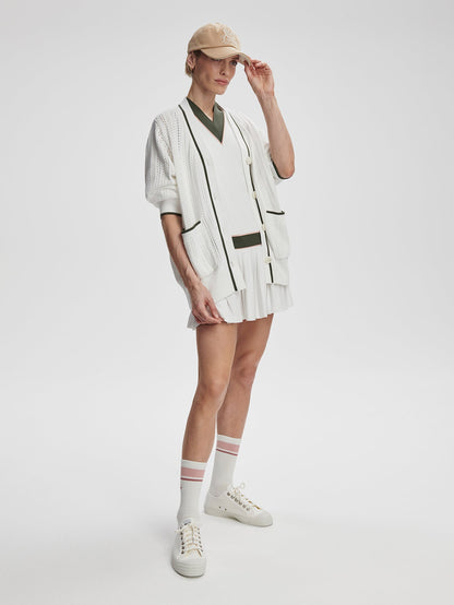 Nissi Longline Cardigan White/ Deep Ivy - Varley