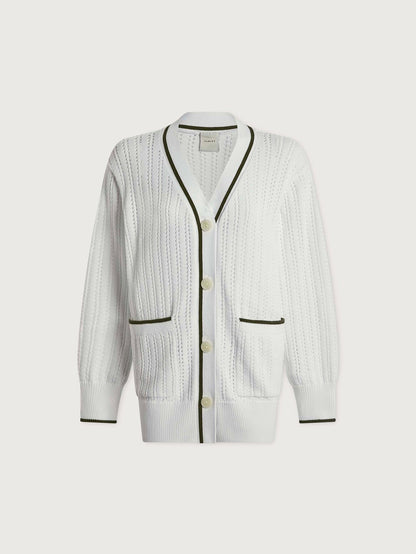 Nissi Longline Cardigan White/ Deep Ivy - Varley