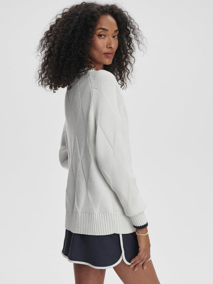 Ray Diamond V-Neck Knit White/ Blue Nights - Varley