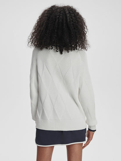 Ray Diamond V-Neck Knit White/ Blue Nights - Varley
