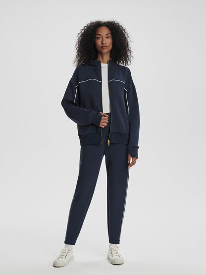 Gia Zip Through Hooded Sweat Navy/ White - Varley