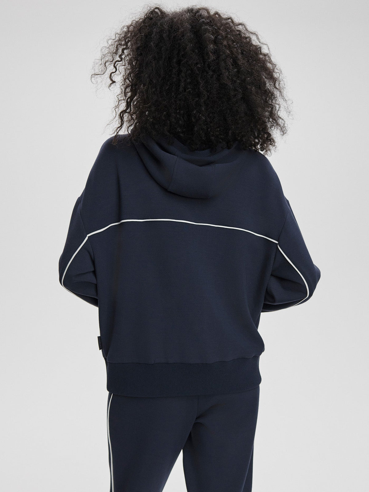 Gia Zip Through Hooded Sweat Navy/ White - Varley
