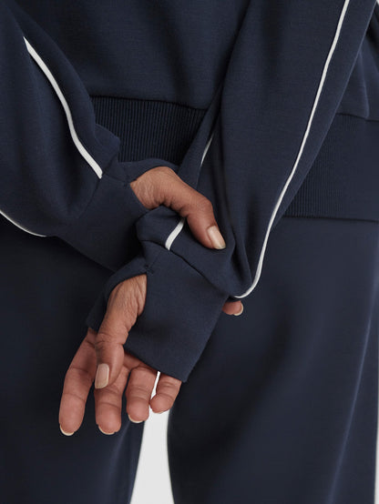 Gia Zip Through Hooded Sweat Navy/ White - Varley