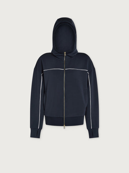 Gia Zip Through Hooded Sweat Navy/ White - Varley