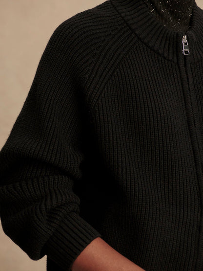 Milo Zip Through Knit Jacket Black - Varley