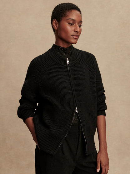 Milo Zip Through Knit Jacket Black - Varley
