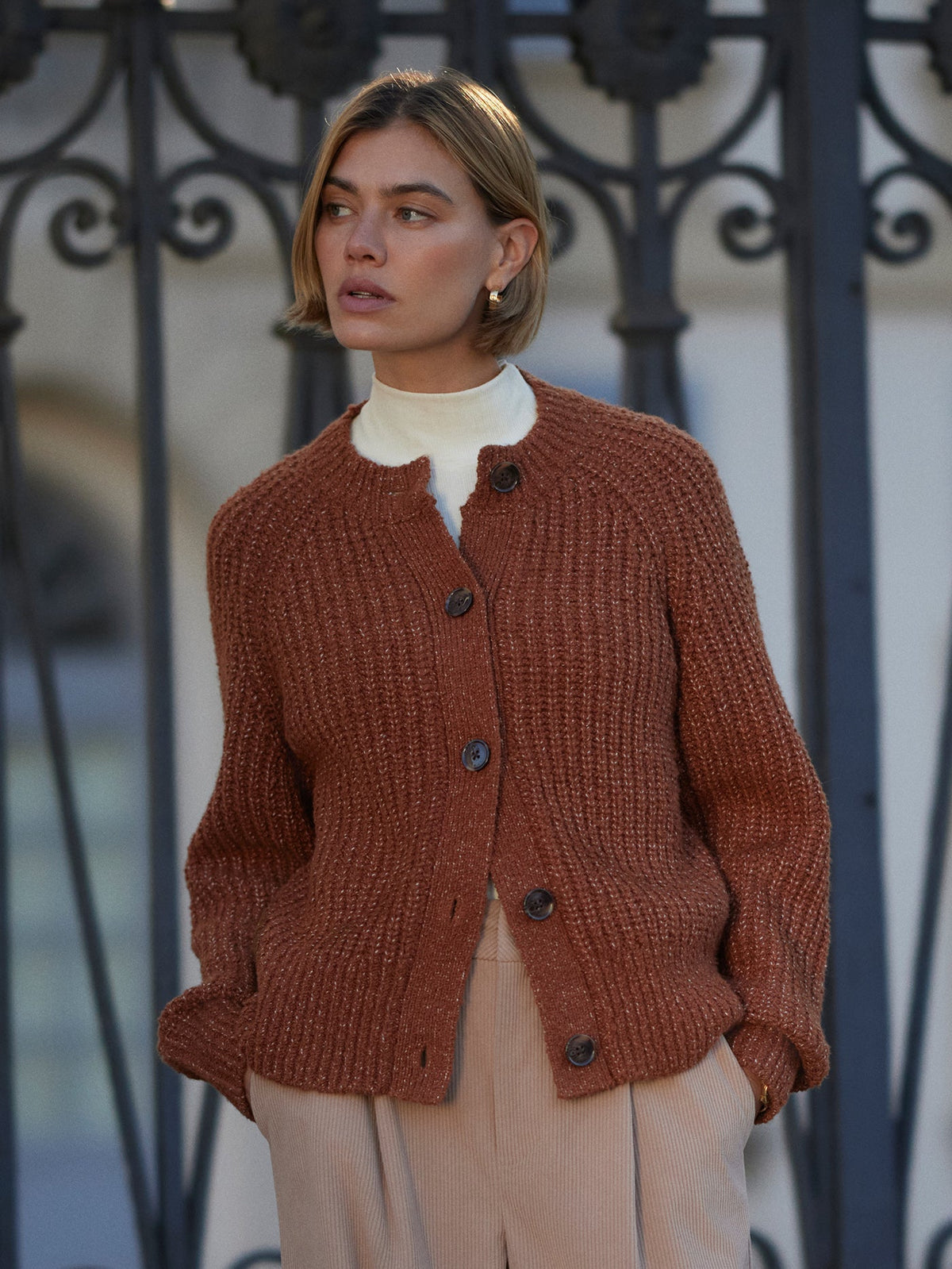 Florrie Boucle Knit Cardigan Tortoise Shell - Varley