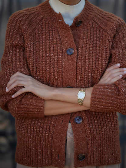 Florrie Boucle Knit Cardigan Tortoise Shell - Varley