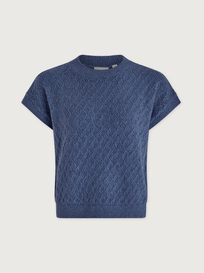 Manae Pointelle Knit Top Bijou Blue - Varley