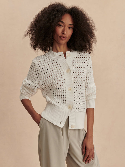 Bettina Textured Knit Cardigan Snow White - Varley