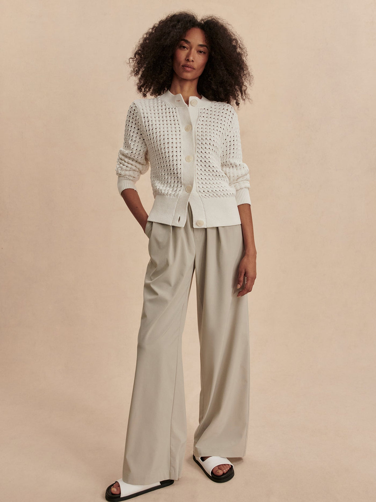 Bettina Textured Knit Cardigan Snow White - Varley