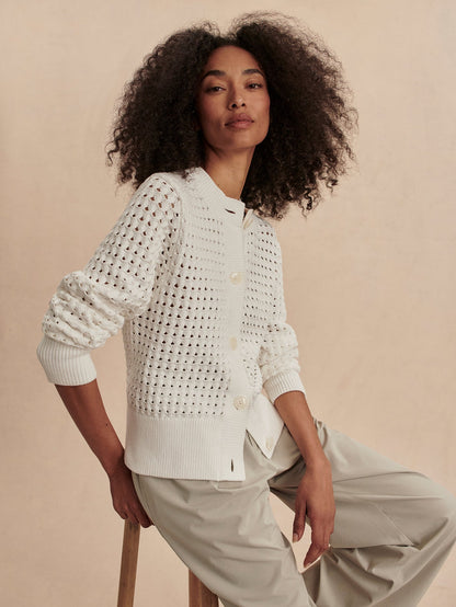 Bettina Textured Knit Cardigan Snow White - Varley