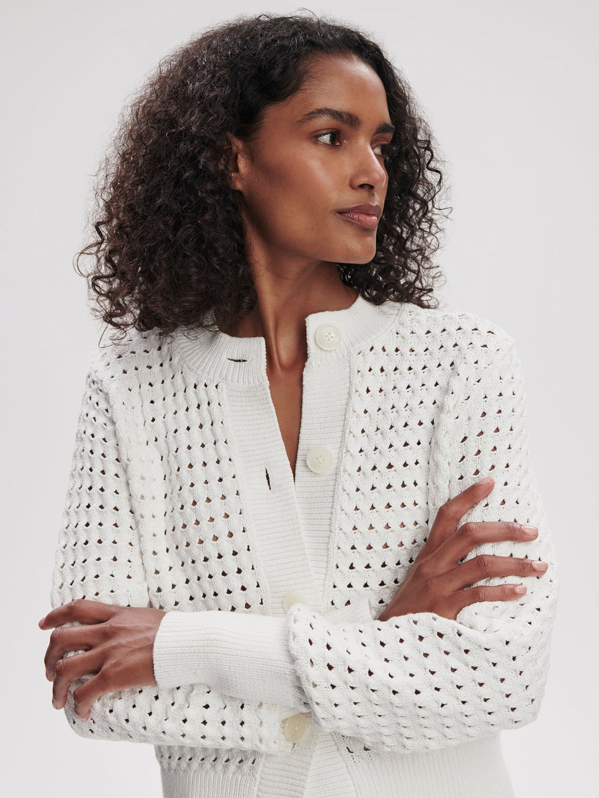 Bettina Textured Knit Cardigan Snow White - Varley