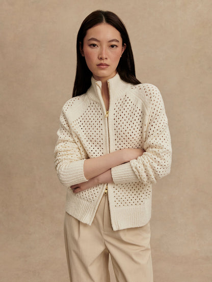 Mandy Boucle Knit Jacket Coconut Milk - Varley