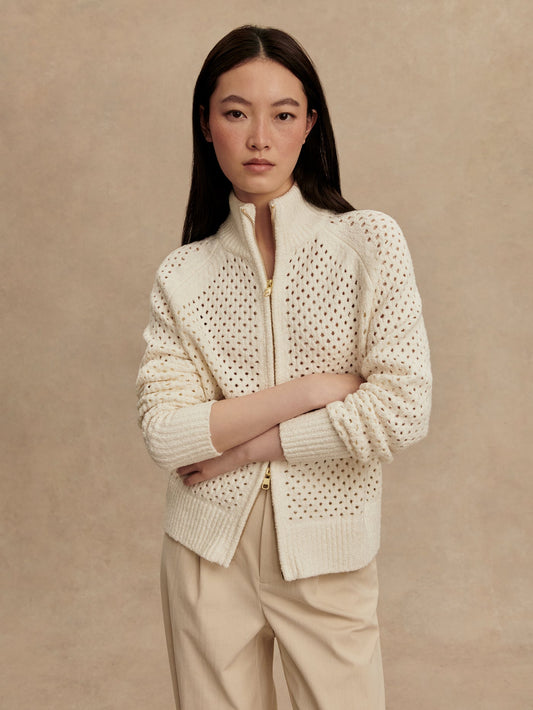 Mandy Boucle Knit Jacket Coconut Milk - Varley