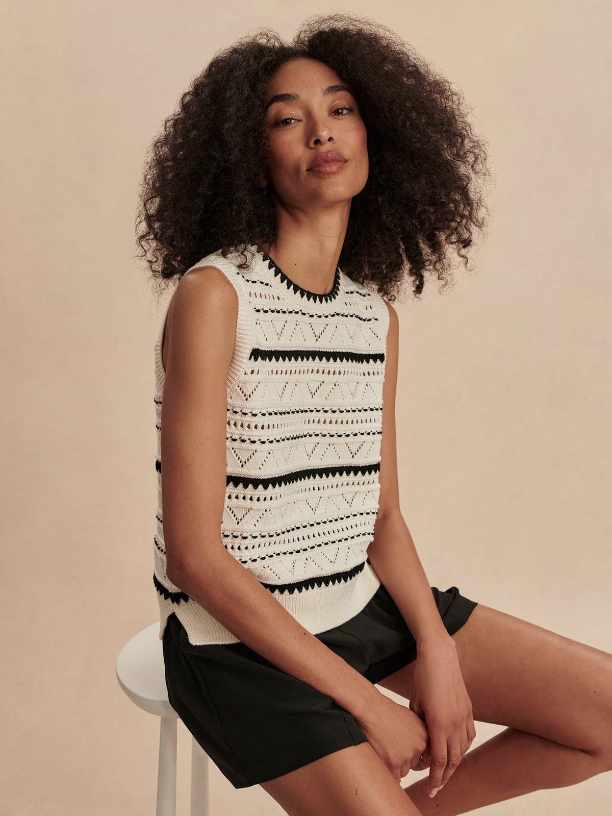 Athena Pointelle Knit Vest Egret - Varley