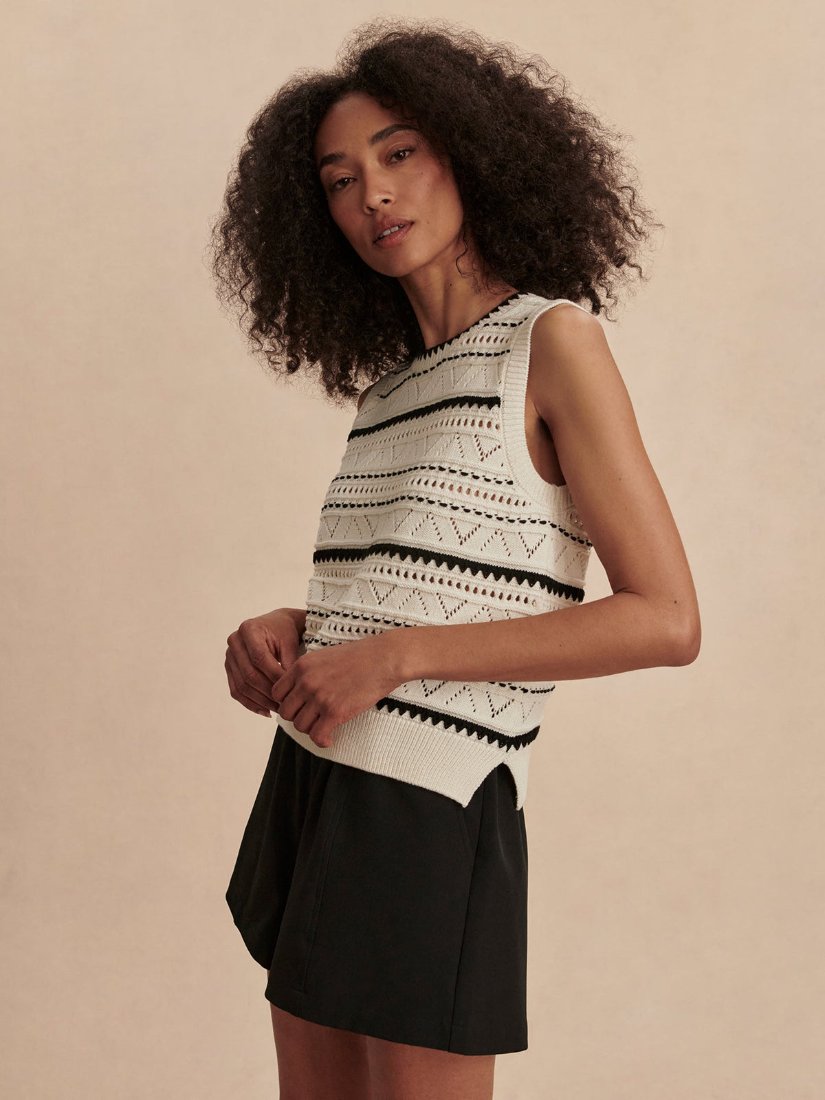 Athena Pointelle Knit Vest Egret - Varley
