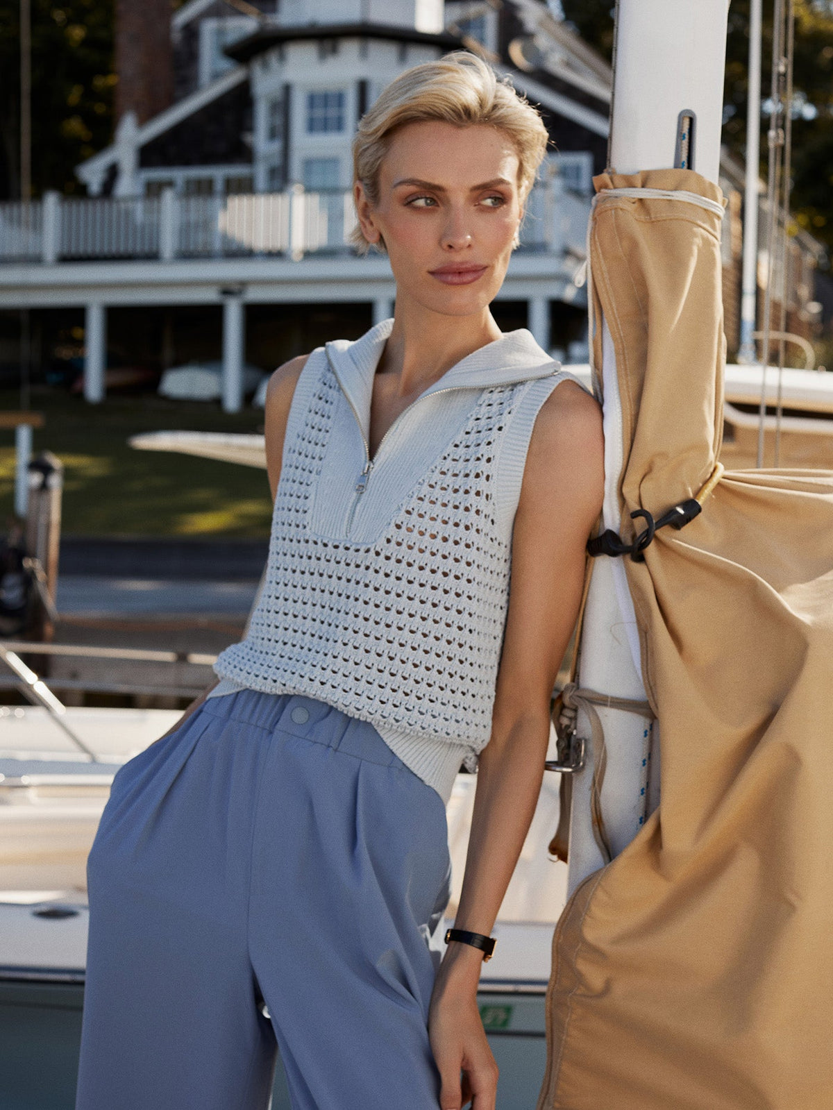 Bains Half-Zip Tank | VARLEY US Plein Blue - Varley