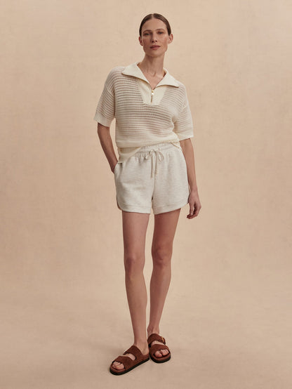 Nali Half Zip Knit Top Egret - Varley