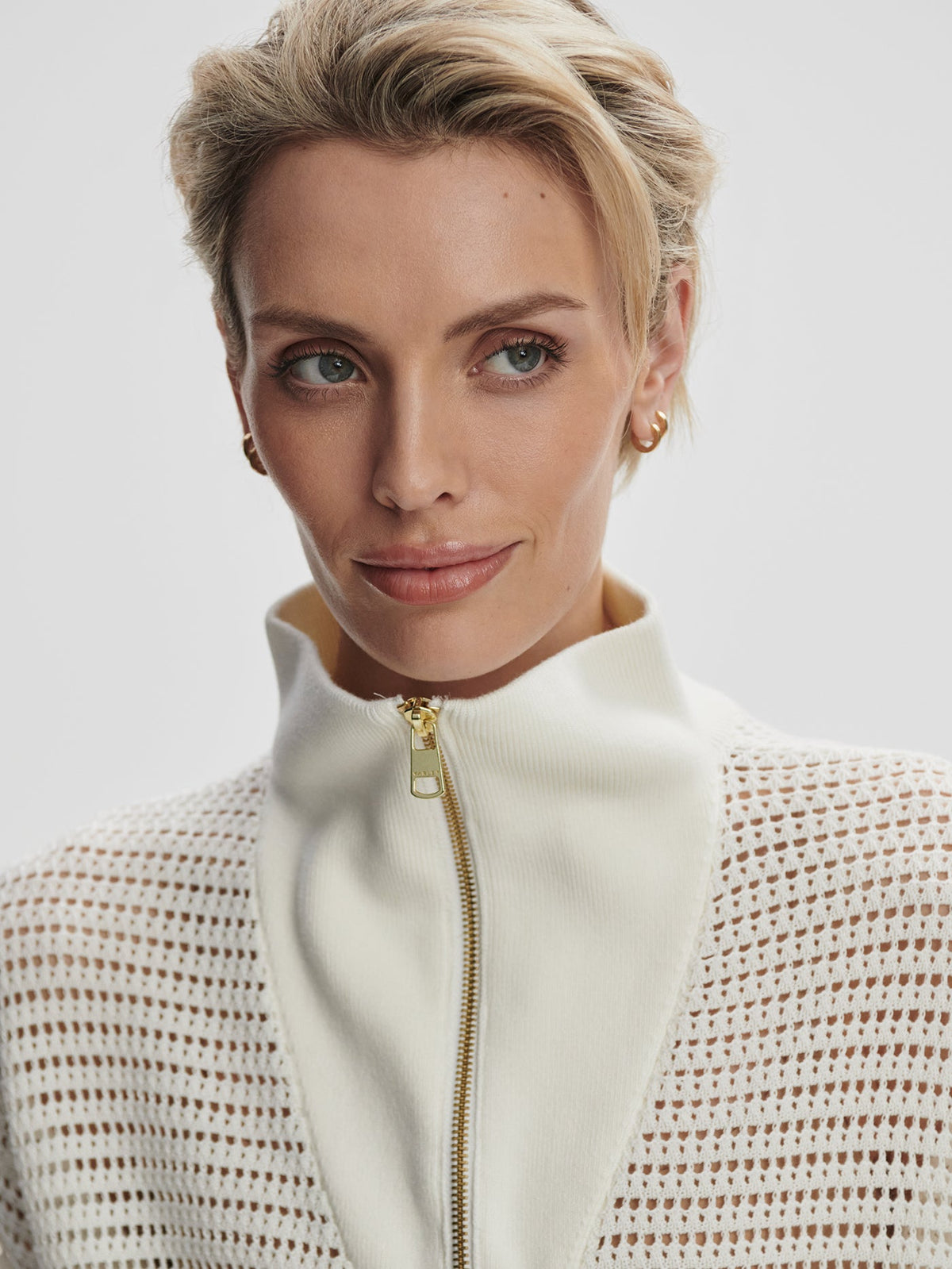 Nali Half Zip Knit Top Egret - Varley