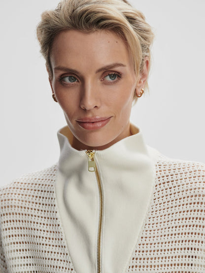 Nali Half Zip Knit Top Egret - Varley