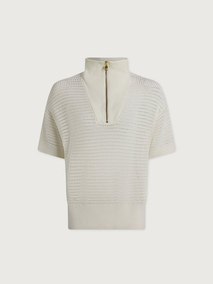Nali Half Zip Knit Top Egret - Varley