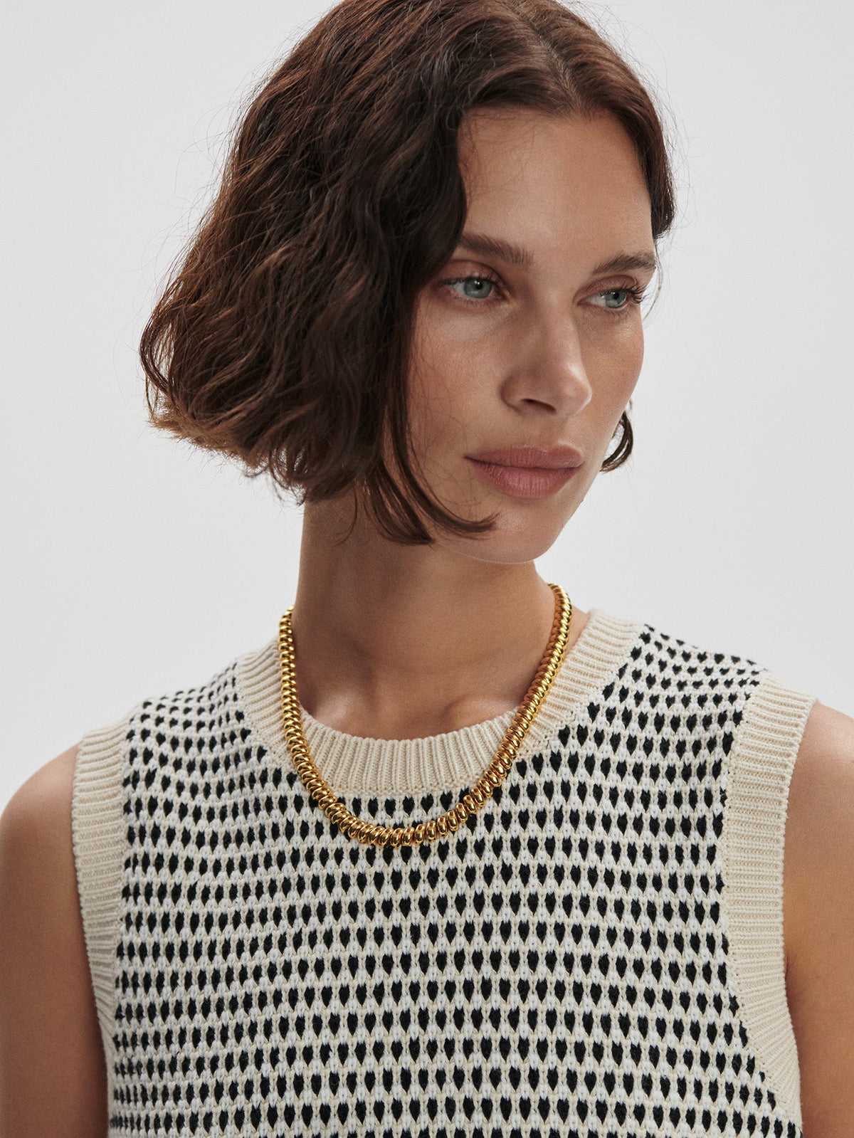 Knowles Textured Knit Vest Birch Multi Stitch - Varley