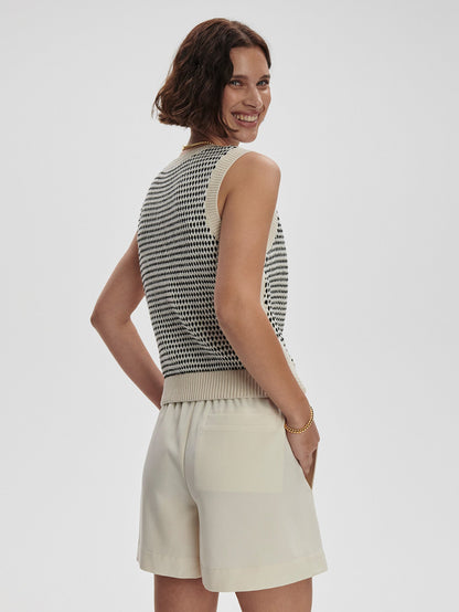 Knowles Textured Knit Vest Birch Multi Stitch - Varley