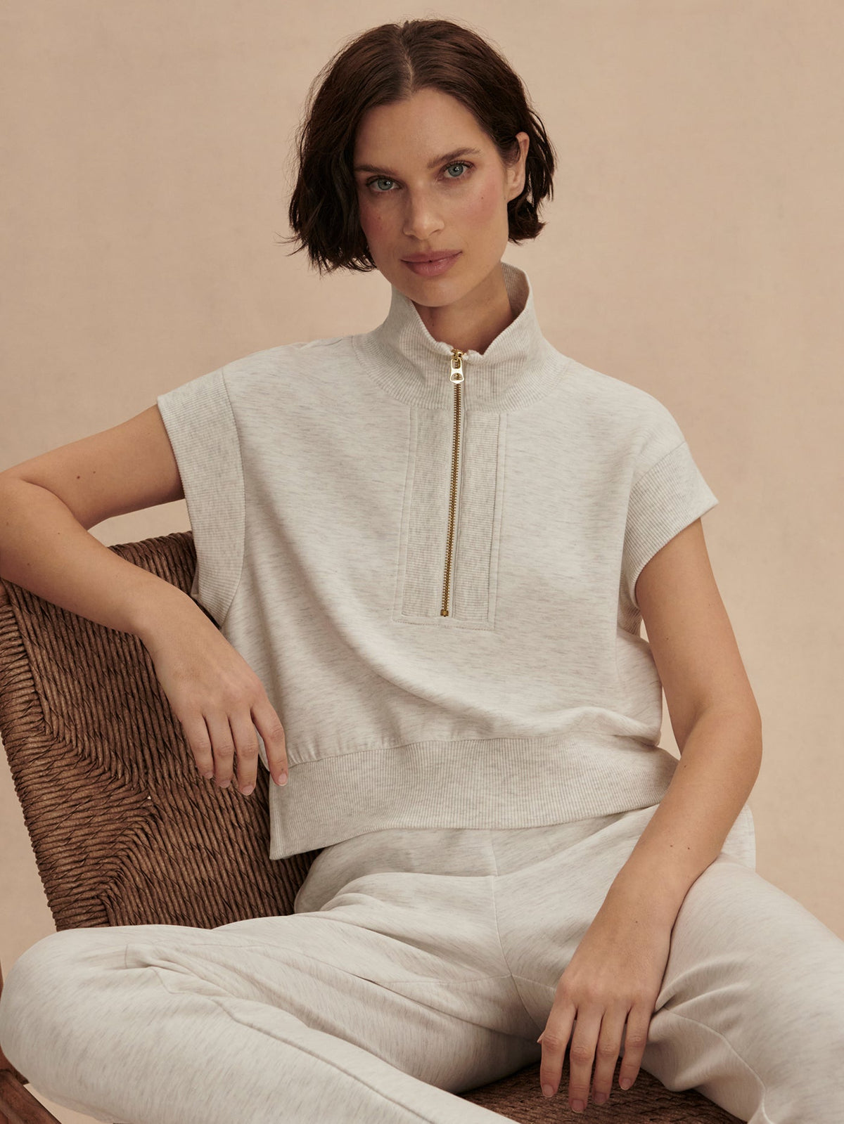 Kelly Half Zip Sweat Ivory Marl - Varley