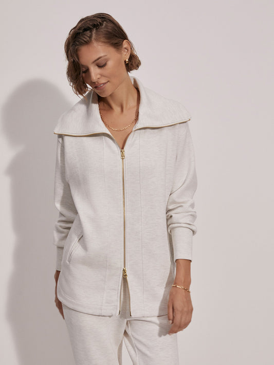 Raleigh Zip-Through Sweat | VARLEY US Ivory Marl - Varley