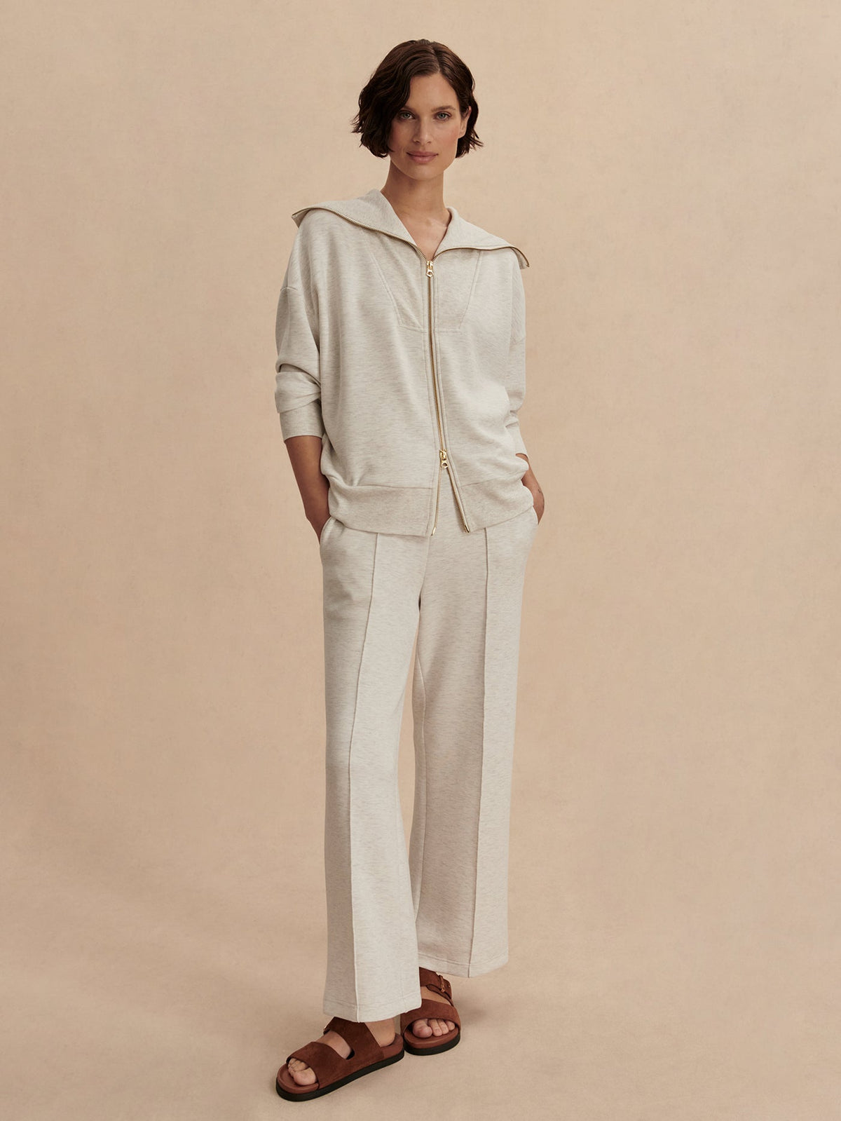 Halley Zip Through Sweat Ivory Marl - Varley
