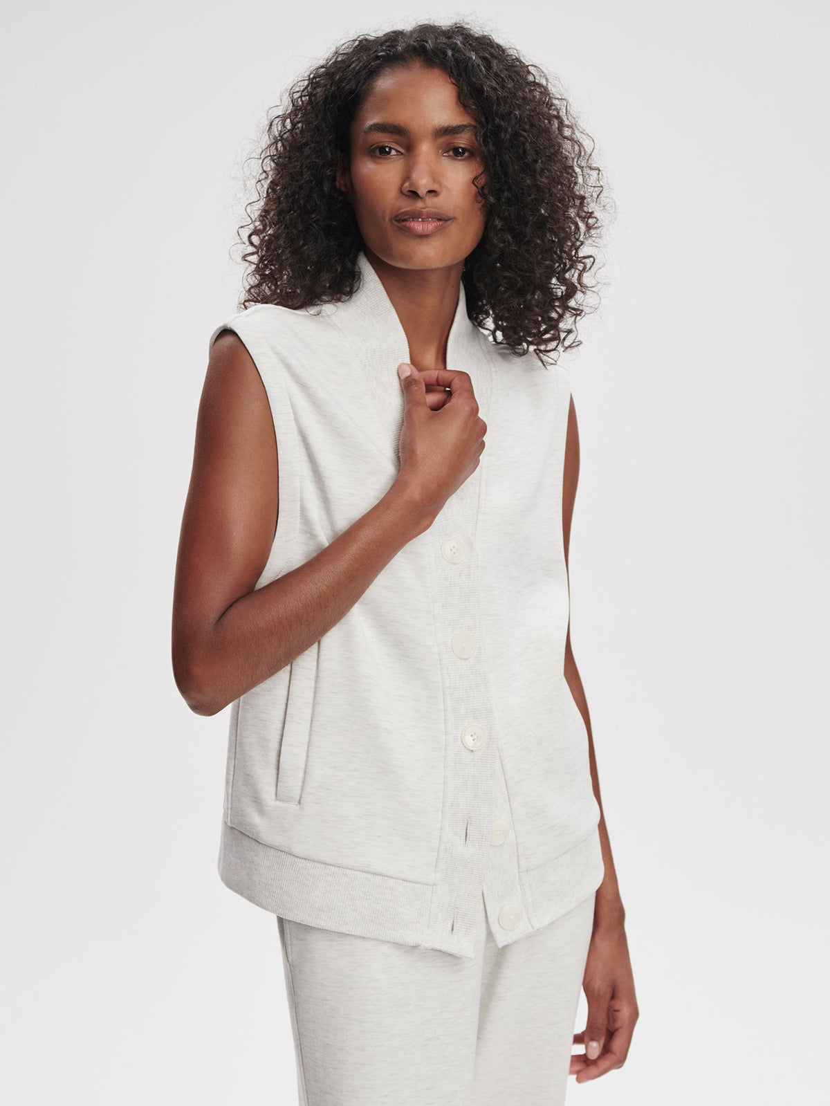 Vicky Button Gilet Ivory Marl - Varley
