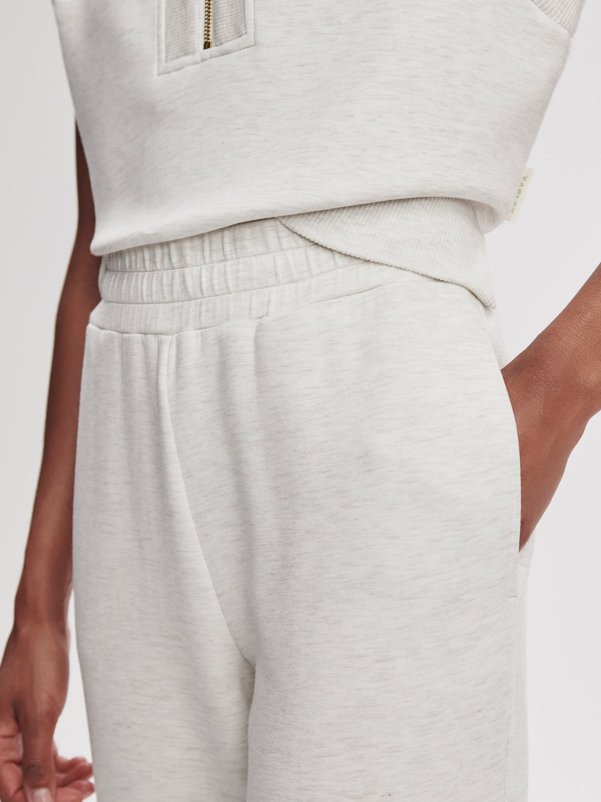 The Slim Zip Hem Pant 26" | VARLEY US Ivory Marl - Varley