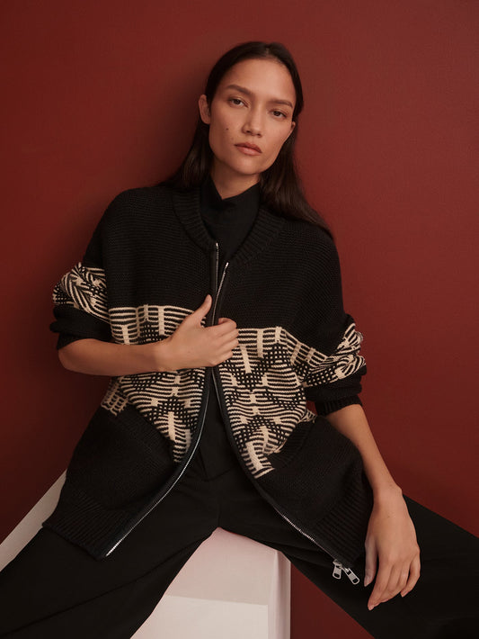 Linnea Fairisle Knit Jacket Black - Varley