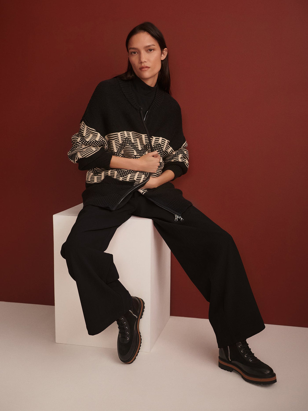 Linnea Fairisle Knit Jacket Black - Varley