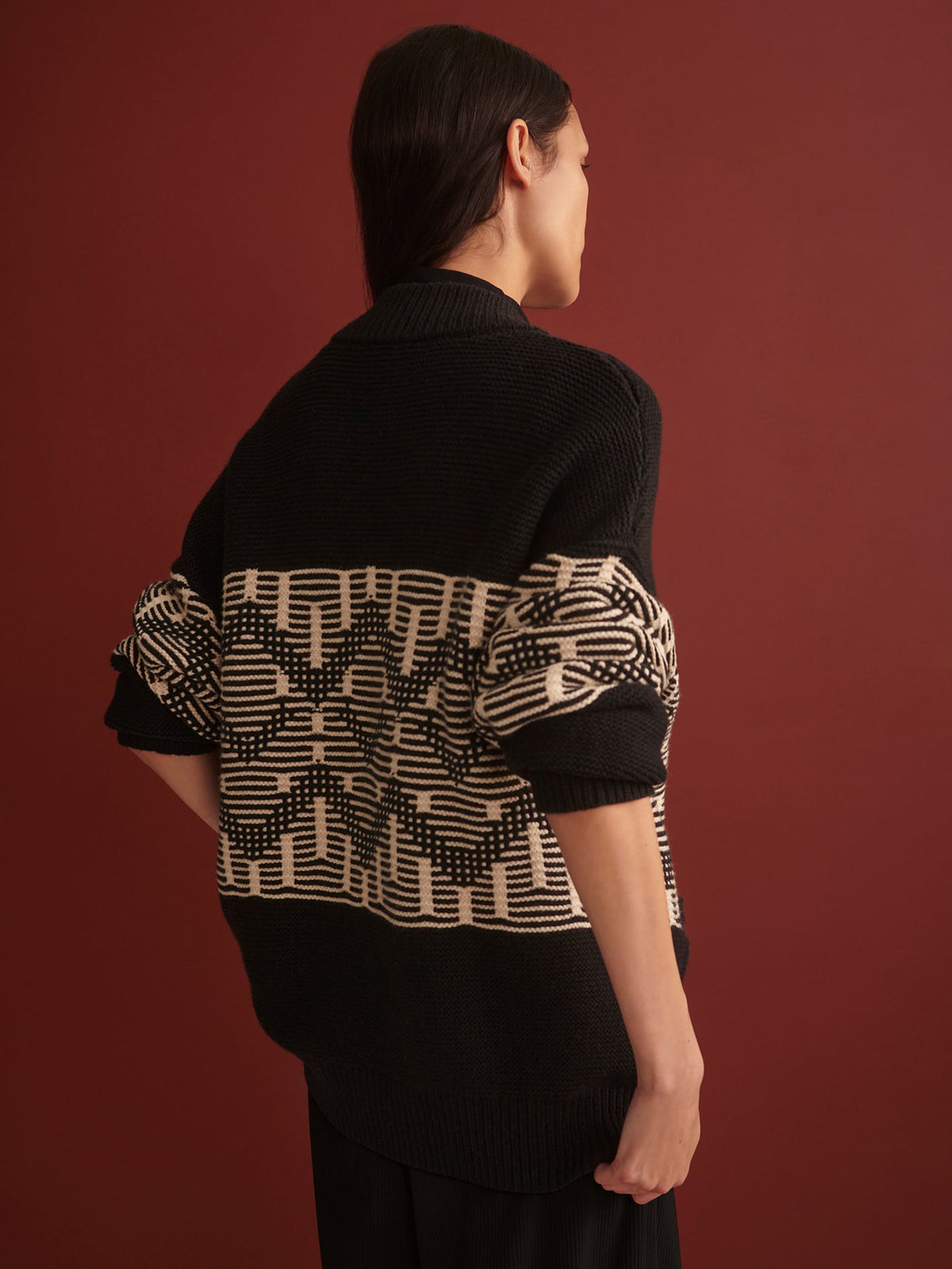 Linnea Fairisle Knit Jacket Black - Varley