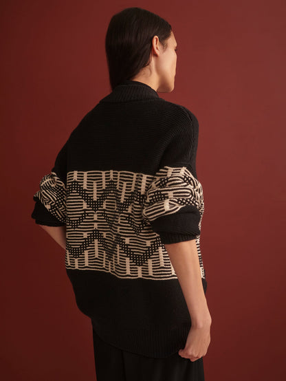 Linnea Fairisle Knit Jacket Black - Varley