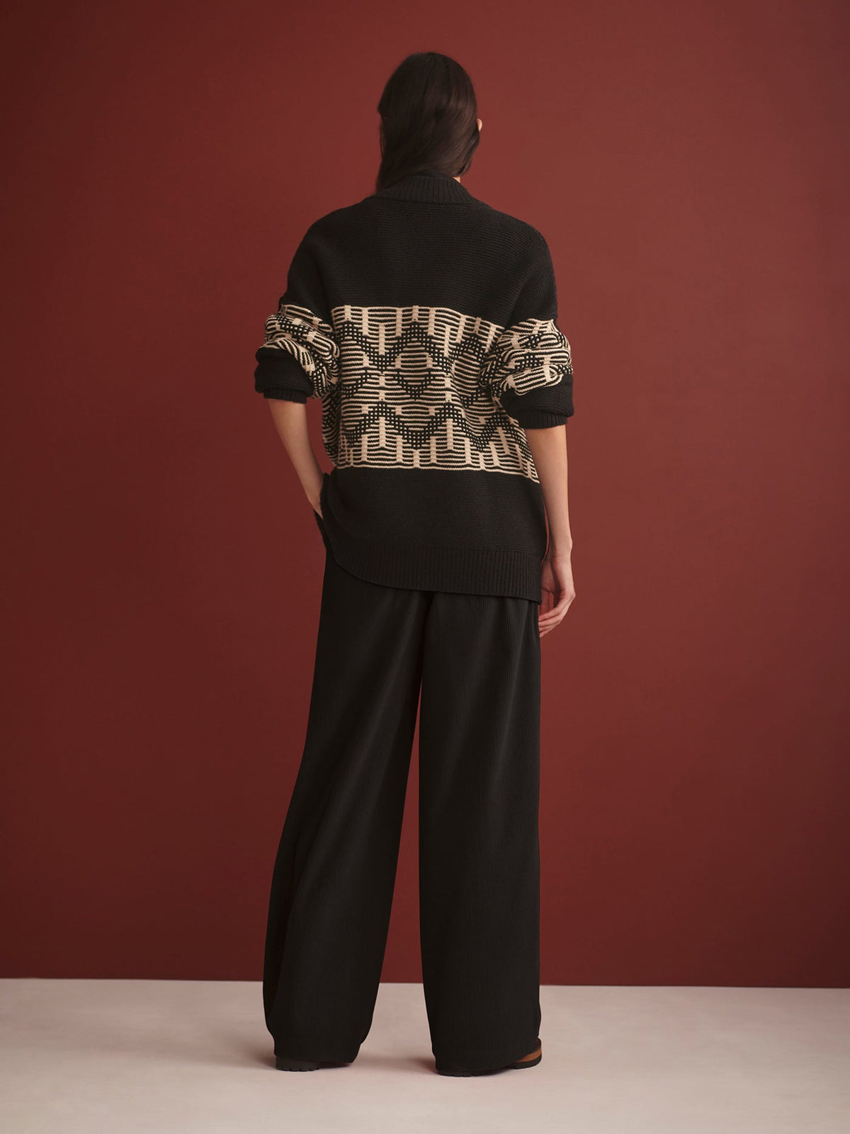 Linnea Fairisle Knit Jacket Black - Varley