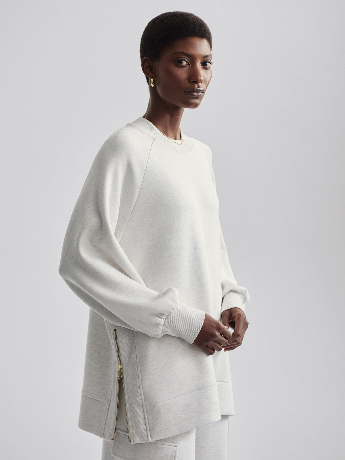 Nicole Boyfriend Sweat Ivory Marl - Varley