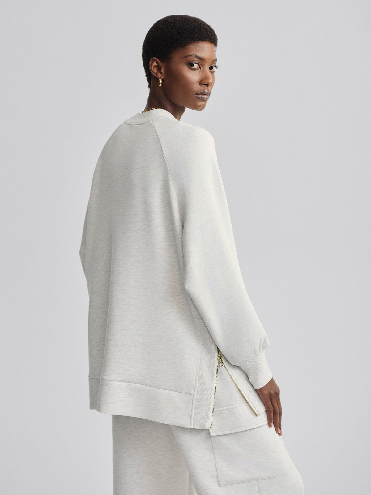 Nicole Boyfriend Sweat Ivory Marl - Varley