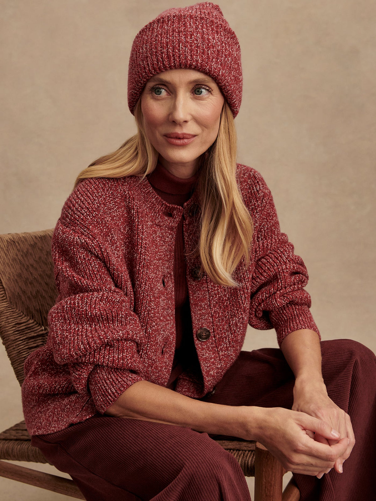 Patricia Rib Cardigan Red Flecked - Varley