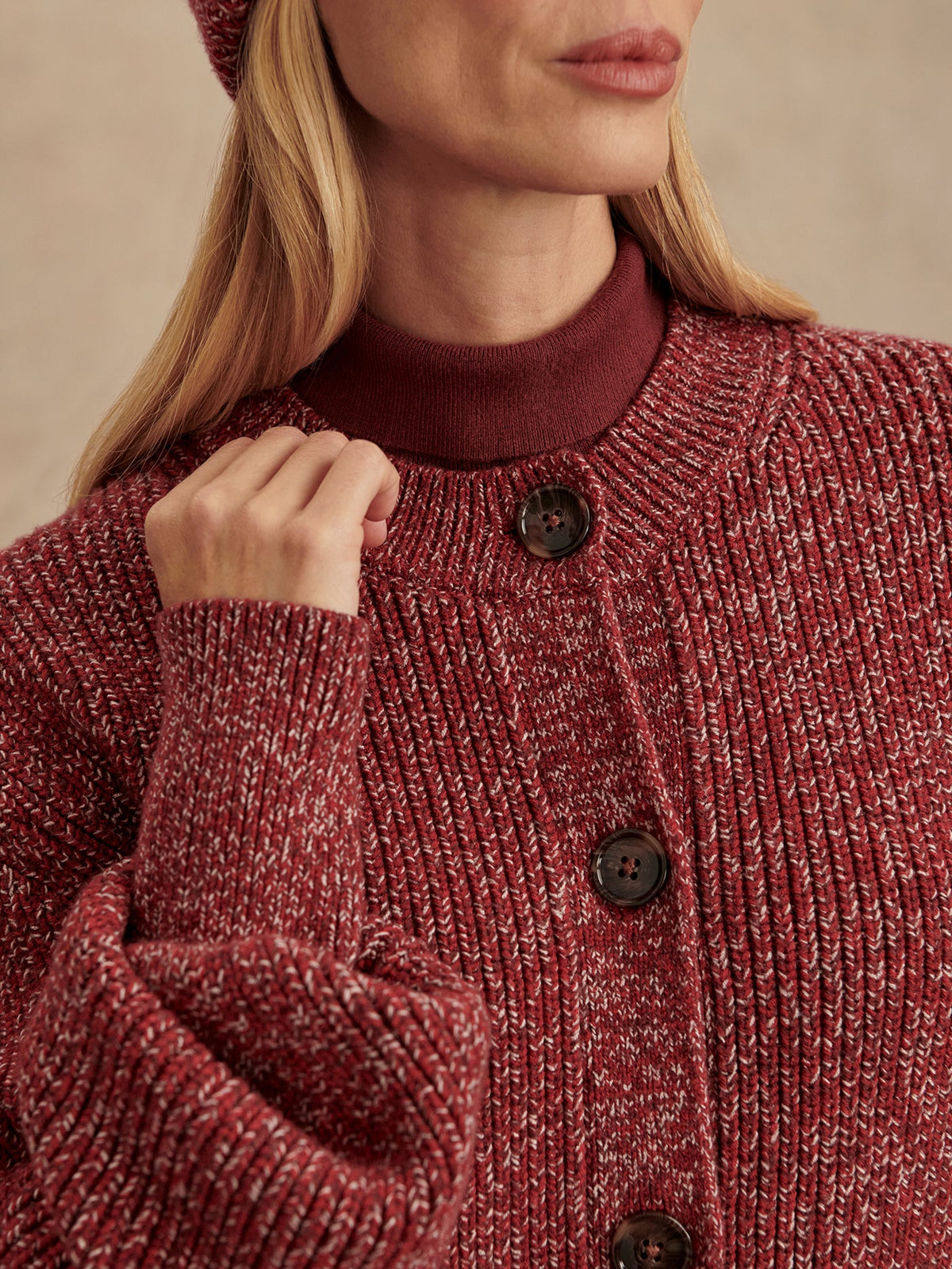 Patricia Rib Cardigan Red Flecked - Varley